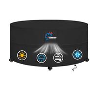 SIRUITON Housse Table de Jardin avec Grilles D’aération, Robuste Tissu Oxford 420D, Iimperméable, Coupe-Vent, Anti-UV, Housse de Protection pour Salon Meubles Extérieur, Ronde (Ø230X100) - Noir