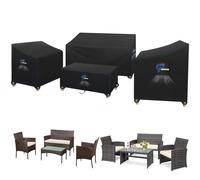SIRUTON Housse De Meubles De Patio 4 Pièces Véranda Extérieure Ensemble De Housses De Meubles De Jardin De Patio Étanche Meubles Housse, Meubles Bâche Salon de Jardin Imperméable Anti-UV, Noir