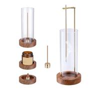 Sirxlevcy 1 Ensemble Porte-Encens, Porte-Bâton D'Encens, Brûleur D'Encens Volant, Plateau en Bois Antidérapant et Support de Bâton D'Encens en Laiton avec Verre