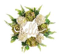Sirxlevcy 1 Pièce Couronne D'Hortensia Faite à la Main Vert Blanc Artificiel Été Ferme Couronne de Fleurs Florales comme Indiqué Décorations pour Porte D'Entrée