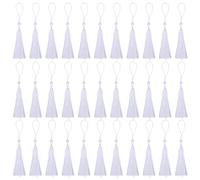 Sirxlevcy 100 PièCes Blanc 13 Cm/5 Pouces Glands Doux Faits à la Main Soie Glands pour la Fabrication de, Projets de Bricolage, Signets