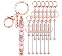 Sirxlevcy 12 Pcs Barres de Porte-Clés en Perles pour Perles Porte-Clés Vierge Porte-Clés en Perles pour Porte-Clés Projets de Bricolage Pendentif Or Rose Facile à Installer et à Utiliser