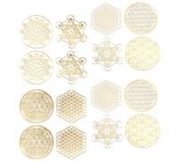 Sirxlevcy 16 PièCes/Ensemble MéTal éNergie DéCor Autocollant Fleur de Vie FêTe des Enfants Cadeaux 7 Chakra Cuivre éNergie Tour Orgonite Autocollants