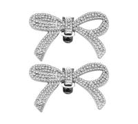 Sirxlevcy 2 Pcs Cristal Strass Arc Pinces à Chaussures de Mariage Boucles de Chaussures de MariéE DIY Manuel Perle Talons Hauts DéCorations de Fleurs Argent