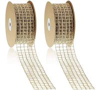 Sirxlevcy 2 Rouleaux de 20 MèTres par 2,5 Pouces Filaire en Toile de à Mailles de NoëL à Armure Ouverte à Filet en Toile de Naturel en Tissu de Naturel