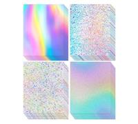 Sirxlevcy 24 Feuilles de Papier Miroir Arc-en-Ciel Pailleté pour Fabrication de Cartes, Décoration de Fête