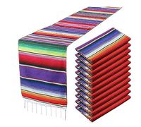 Sirxlevcy 2pcs Table Mexicain Frange Table en Coton 14 X 108 Pouces pour Les Décorations de Mariage Fête Mexicaine Pique-Niques en Plein Air Table à Manger