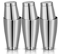 Sirxlevcy 3 Ensembles de Shakers à Cocktail Shaker de Bar Professionnel Ensemble de Shaker Boston Mélangeur de Boisson Shaker en Acier Inoxydable (Argent) Facile à Installer Facile à U