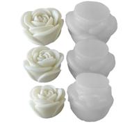 Sirxlevcy 3 Pièces Fleur Aromathérapie Bougie Silicone Moule Rose à la Main Aromathérapie Savon Expansion Pierre Gypse Moule Faisant des Outils Faciles à Utiliser