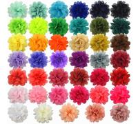 Sirxlevcy 30 Pièces 7 cm Mousseline de Soie Fleur de Gaze Tissu Artificiel Tête de Fleur en Soie pour Bricolage Fête de Mariage Décorations pour Couronne Florale