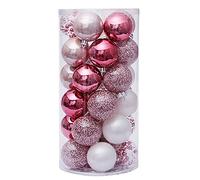 Sirxlevcy 30 PièCes D'Ornements de Boule d'arbre de NoëL Ensemble Boules de DéCor Incassables Boules Suspendues Exquises Ensemble pour la FêTe de Vacances - Rose
