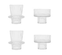 Sirxlevcy 4 Bougeoirs en Verre Bougeoir Conique 2 Tailles Différentes Bougeoir au Design Cannelé Moderne pour la Décoration de Mariage A