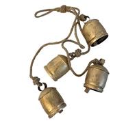 Sirxlevcy 4PCS Cloches de Vache Cluster sur Corde Grandes Cloches de Vache Chanceuses Vintage Rustiques sur Corde Ensemble de Cloches de Vache à Suspendre au Mur