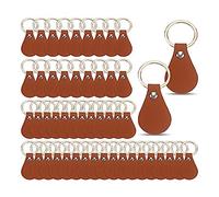 Sirxlevcy 50 PCS DIY Cuir Porte-Clés Marron Vierge Porte-Clés Fob Rivets Porte-Clés pour Clé de Voiture Maison Porte Clé Petite Décoration Cadeau Fait Maison