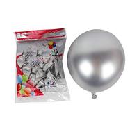 Sirxlevcy 50 PièCes SéRies 10 Pouces Ballons en Latex MéTalliques éPais Chrome Brillant MéTal Perle Ballon Globos pour la DéCoration de FêTe - Argent