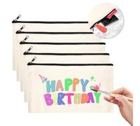 Sirxlevcy 50 PièCes SéRies Toile Sac à Fermeture éClair Trousse à Crayons Sac CosméTique Sac Blanc Sac D'Artisanat Bricolage Sac CosméTique Sac CosméTique Bricolage éCole D'Artisanat