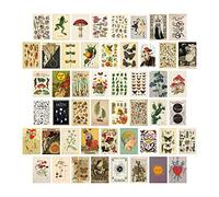 Sirxlevcy 50 PièCes Vintage Botanique Tarot Kit de Collage Mural EsthéTique et Faune Insectes Illustration Art Affiches Carte DéCor de Chambre