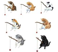 Sirxlevcy 7PCS Figurine de Pêche de Sculpture de Assis Pêchant Petits Mignons en Résine Ornement Décoratif Ameublement Facile à Utiliser