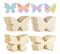 Sirxlevcy 80PCS Ensemble de Tranches de Bois en Forme de Papillon pour Enfants, pour Peinture et Artisanat, Décoration de Mariage, Pâques et à, Ensemble de Bricolage pour Fête de Papillon