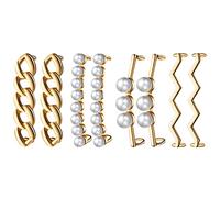 Sirxlevcy 8pcs Lacet Boucle Métal Lacets Clips pour Baskets Fausse Perle Chaussures Accessoire