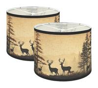 Sirxlevcy Abat-Jour Lot de 2, Abat-Jour en Tissu avec Cerfs pour Lampes de Table, Lampadaires, Abat-Jour de Remplacement