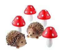 Sirxlevcy Accessoires de Fée de Jardin, Hérissons en Résine et Décorations Miniatures de Champignons en Bois pour L'Artisanat de Bonsaï