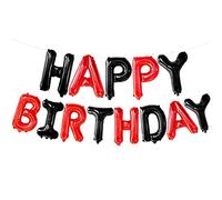 Sirxlevcy Ballons de Bannière de Anniversaire Noir et Rouge Ballons de Bannière de Anniversaire de 16 Pouces Signe de AnniversaireBallons pour la Fête