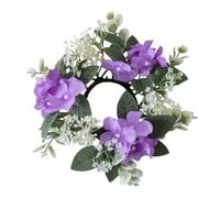 Sirxlevcy Chandelier de Mariage Couronne de Fleurs Artificielles, Plantes, Bougie, Aromathérapie, Porte-Anneau, Décoration de Centre de Table Violet