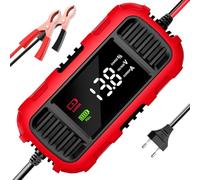 Sirxlevcy Chargeur de Batterie de Voiture 12 V 2 A avec Affichage Numérique, Outil de Charge de Batterie Intelligent, Chargeur d'entretien pour Voiture et Camion, Prise UE