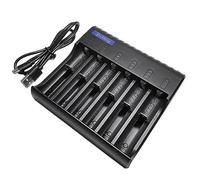 Sirxlevcy Chargeur de Batterie Électrique à 6 Emplacements Chargeur de Batterie Rechargeable en Plastique Noir AA/AAA NiMH/NiCd