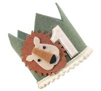 Sirxlevcy Couronne d'anniversaire pour Enfants de 1 an, Lion Vert Avocat, Fête de, Blanc Non Tissé A