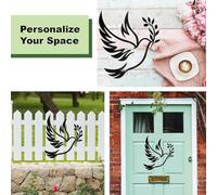 Sirxlevcy Décoration Murale en Métal Art Mural Colombe de la Paix Décor de Branche D'Olivier Branches D'Olivier Paix Contour Noir Colombe Blanche Décoration Murale en Métal