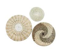 Sirxlevcy Ensemble de 3 Paniers en Osier de DéCoration Murale en Jonc de Mer Tissé Naturel Suspendus Paniers Plats Ornement Boho Panier Rond pour DéCoration Murale