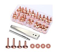 Sirxlevcy Ensemble de 42 Rivets et Bavures en Cuivre, Outil de RéGlage D'Installation de Rivets en Cuir avec Perforateur pour Ceintures, Portefeuilles