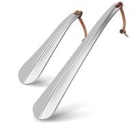 Sirxlevcy Ensemble de Chausse-Pieds Longs et Courts, Corne de Chaussures de Voyage Portable en Acier Inoxydable Argenté et Marron, Chausse-Pied Long en Métal