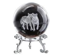 Sirxlevcy Figurine Boule Décorative en Cristal Étoilé Gravé au 3D, Sphère de Verre de 60 Mm, Presse-Papier avec Support, Décoration Artistique, Artisanat, Installation Facile, Facile à Utiliser