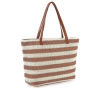 Sirxlevcy Grand Sac Fourre-Tout en Paille de Plage Sac Fourre-Tout Souple avec Fermeture Éclair Sac à Main de Plage avec Sac à Bandoulière Tissé à Rayures