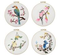 Sirxlevcy Kits de Broderie pour Adultes Kit de Broderie pour Débutants Kit de Broderie à la Main avec Motifs () 4Pack