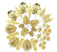 Sirxlevcy Lot de 24 feuilles de palmier artificielles dorées - Plantes tropicales - Pour mariage, , bricolage, décoration