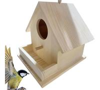 Sirxlevcy Maisons d'oiseaux pour L'Extérieur, Mangeoire à Oiseaux Suspendue en Bois avec Poteau, Chalet pour Animaux de Compagnie pour Colibris, Oiseaux Cardinaux en Plein Air