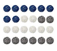 Sirxlevcy Ornements en Rotin Boule DéCorative DéCoration DéCoration D'IntéRieur Chambre Cuisine DéCorations de Mariage, Bleu Foncé, Gris, Blanc
