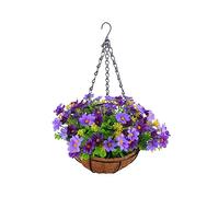 Sirxlevcy Paniers Suspendus Guirlandes Maison Fleurs pour Patio Pelouse Jardin Décor, pour la Décoration D'Extérieur et D'Intérieur - Violet