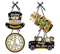 Sirxlevcy Panneau de Bonne Année 4 Pièces Cintre de Porte Panneau de Décoration de Porte du an Panneau Suspendu de Couronne de Réveillon du an Facile à Installer et à Utiliser