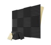 Sirxlevcy Paquet de 12 Panneaux en Mousse Insonorisés avec Auto-Adhésifs, Panneaux Muraux Insonorisés Acoustiques de 1x12x12 Pouces pour Jeux et Studio Noirs