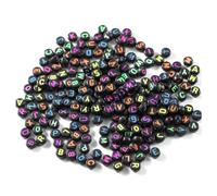 Sirxlevcy Perles de Lettres Mélangées Colorées Noires 4 X 7 Mm, Perles de Lettres Colorées pour la Fabrication de, Bracelets et Colliers à Faire Soi-Même