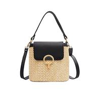 Sirxlevcy Petits de Seau de Paille pour Femmes à BandoulièRe D'éTé à Main et à Main de Voyage pour Femmes Sac à BandoulièRe Femme Sac Simple Noir