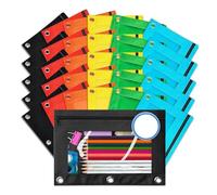 Sirxlevcy Pochette à Crayons pour 3 Classeurs à Anneaux, 30 Pochettes à Crayons en Vrac, 6 Couleurs Différentes, Pochette à Crayons à Fermeture Éclair à 3 Trous, Fournitures de Bureau