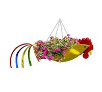 Sirxlevcy Pot de Fleur en Métal de Forme Exquise, Pot de Fleur de Coq Coloré, Jardinière Suspendue, Pots de Fleurs Décoratifs de Jardin, L,E