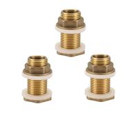 Sirxlevcy Raccord de Cloison en Laiton, 3 Ensembles 3/8 Pouces 1/2 Pouces Mâle Connecteur de RéServoir D'Eau en Laiton Fileté avec Anneau