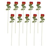 Sirxlevcy Rose Artificielle Fleur Roses en Soie Rouge avec Tige Fleurs Bouquet DéCoration de FêTe de Mariage, Paquet de 10 (Rouge)